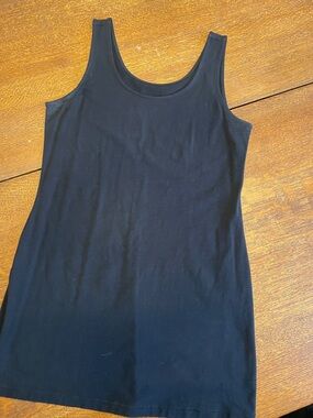 Classic Black Scoop Neck Tank Top - Women's - extra long